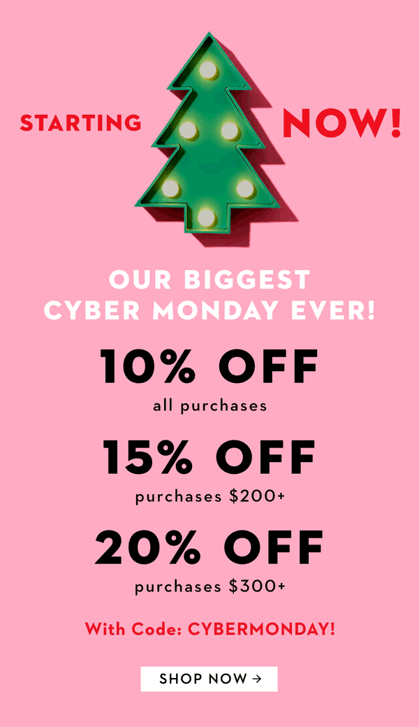 Cyber Monday promotion offering tiered discounts based on total spend